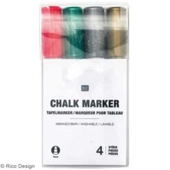 Set Marqueurs Craie Chalk Rico Design - Pointe 3 Mm - Noël - 4 Pcs