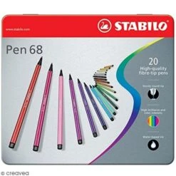 Stabilo Pen 68 - Etui En Métal De 20 Feutres - Couleurs Assorties