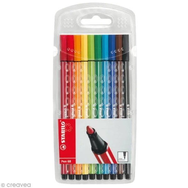 Stabilo Pen 68 - Pochette De 10 Feutres Assortis 1 Stabilo Pen 68 - Pochette De 10 Feutres Assortis