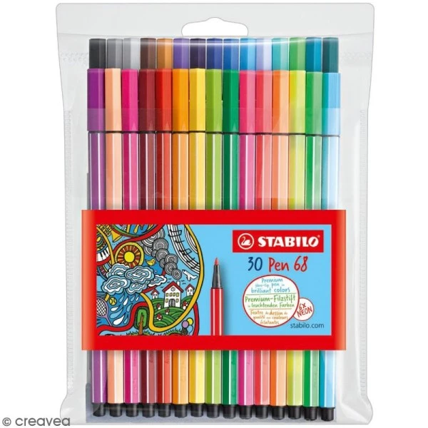 Stabilo Pen 68 - Pochette De 30 Feutres Dont 6 Fluos 1 Stabilo Pen 68 - Pochette De 30 Feutres Dont 6 Fluos