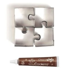 Stylo Chocolat + 4 Mini Emporte-pièces Inox Puzzle