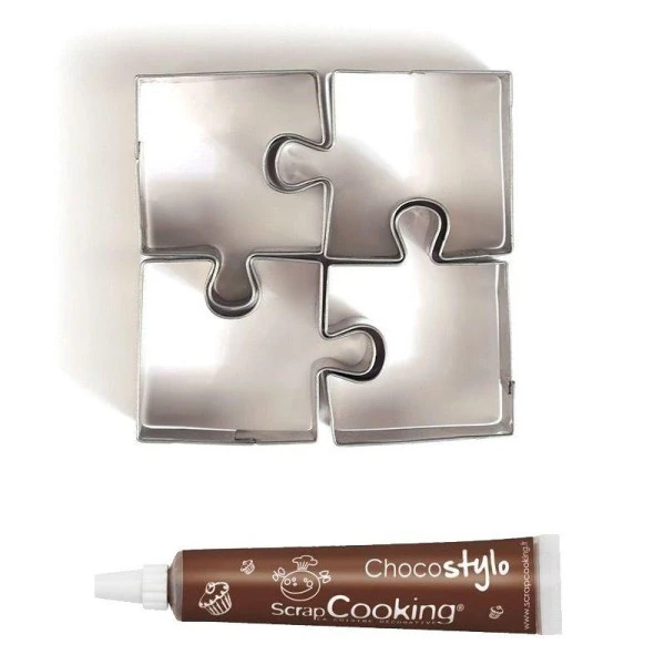 Stylo Chocolat + 4 Mini Emporte-pièces Inox Puzzle 1 Stylo Chocolat + 4 Mini Emporte-pièces Inox Puzzle
