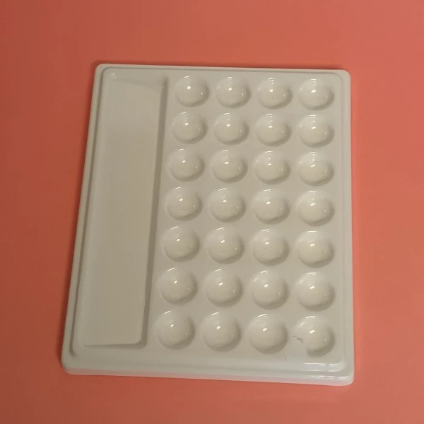 Une Palette En Résine Blanche épaisse Et Ses 28 Trous Plus 1 Grand 1 Une Palette En Résine Blanche épaisse Et Ses 28 Trous Plus 1 Grand