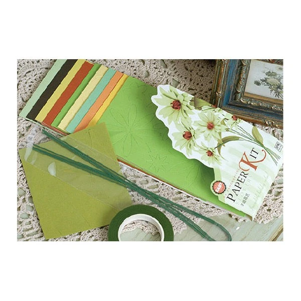 Vert Fleurs En Papier Origami, Scrapbooking Facile Artisanat BRICOLAGE Kit De 5 Cinq Fleurs, Arrange 2 Vert Fleurs En Papier Origami, Scrapbooking Facile Artisanat BRICOLAGE Kit De 5 Cinq Fleurs, Arrange – Image 2