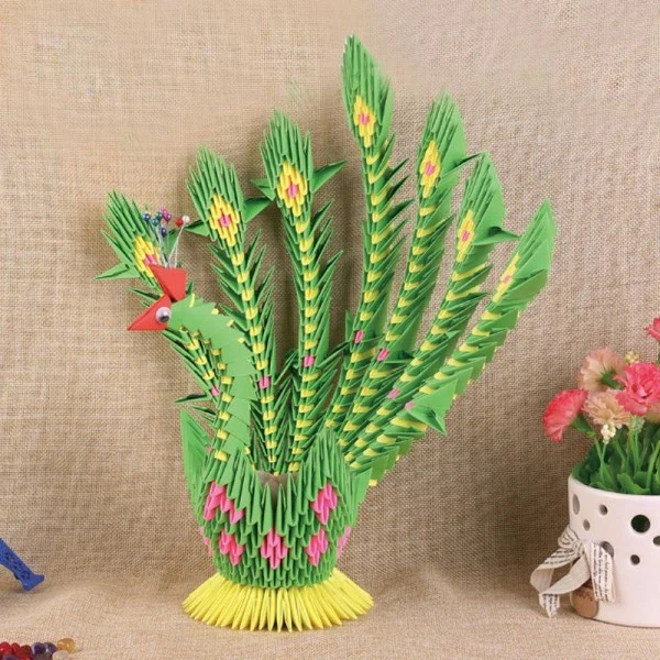 Vert Petit 3D Origami Plié De Papier De Scrapbooking Paon Oeuf Bijoux Titulaire Kit De BRICOLAGE De 2 Vert Petit 3D Origami Plié De Papier De Scrapbooking Paon Oeuf Bijoux Titulaire Kit De BRICOLAGE De – Image 2