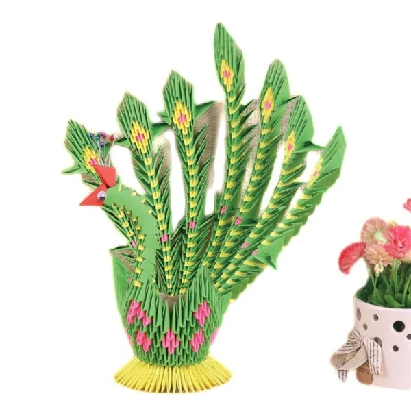 Vert Petit 3D Origami Plié De Papier De Scrapbooking Paon Oeuf Bijoux Titulaire Kit De BRICOLAGE De 1 Vert Petit 3D Origami Plié De Papier De Scrapbooking Paon Oeuf Bijoux Titulaire Kit De BRICOLAGE De